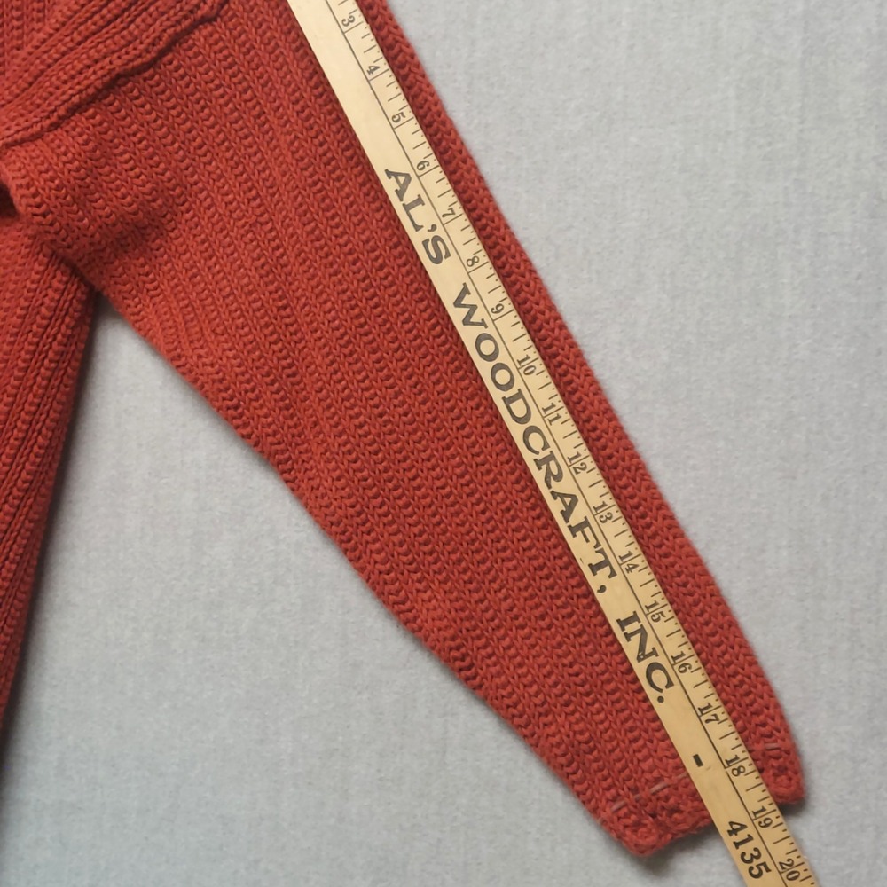 Womens Chunky Knit Mock Neck Sweater S Rust Colored Cozy Whipstitch Cottagecore - Picture 12 of 13
